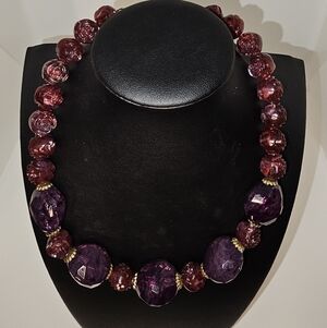 Purple and Red Beaded Necklace